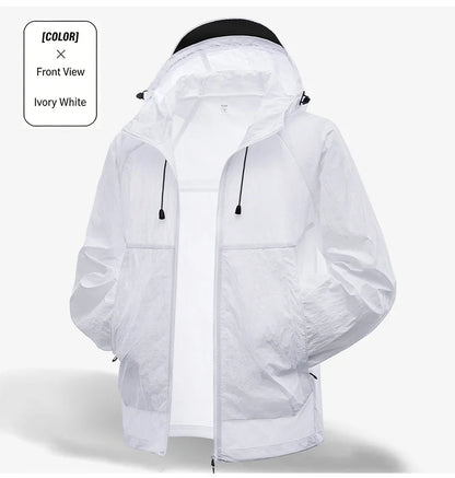 EUMERGX Waterproof Jacket for Men and Women, Windbreaker with Sun Protection for Fishing, Climbing, Hiking, Lightweight Rain Coat, Unisex, for Summer