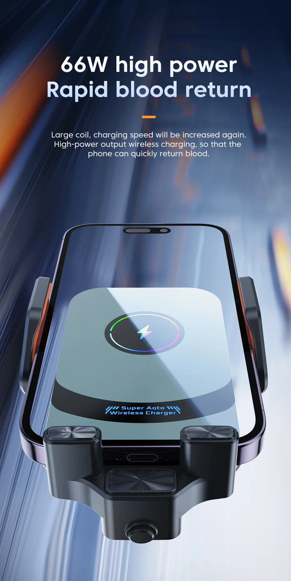 UYUXIO Automatic Clamping Wireless Car Charger Adapter, Super Fast Charging Air Vent Car Phone Mount for iPhone 16 15 Pro Max Samsung