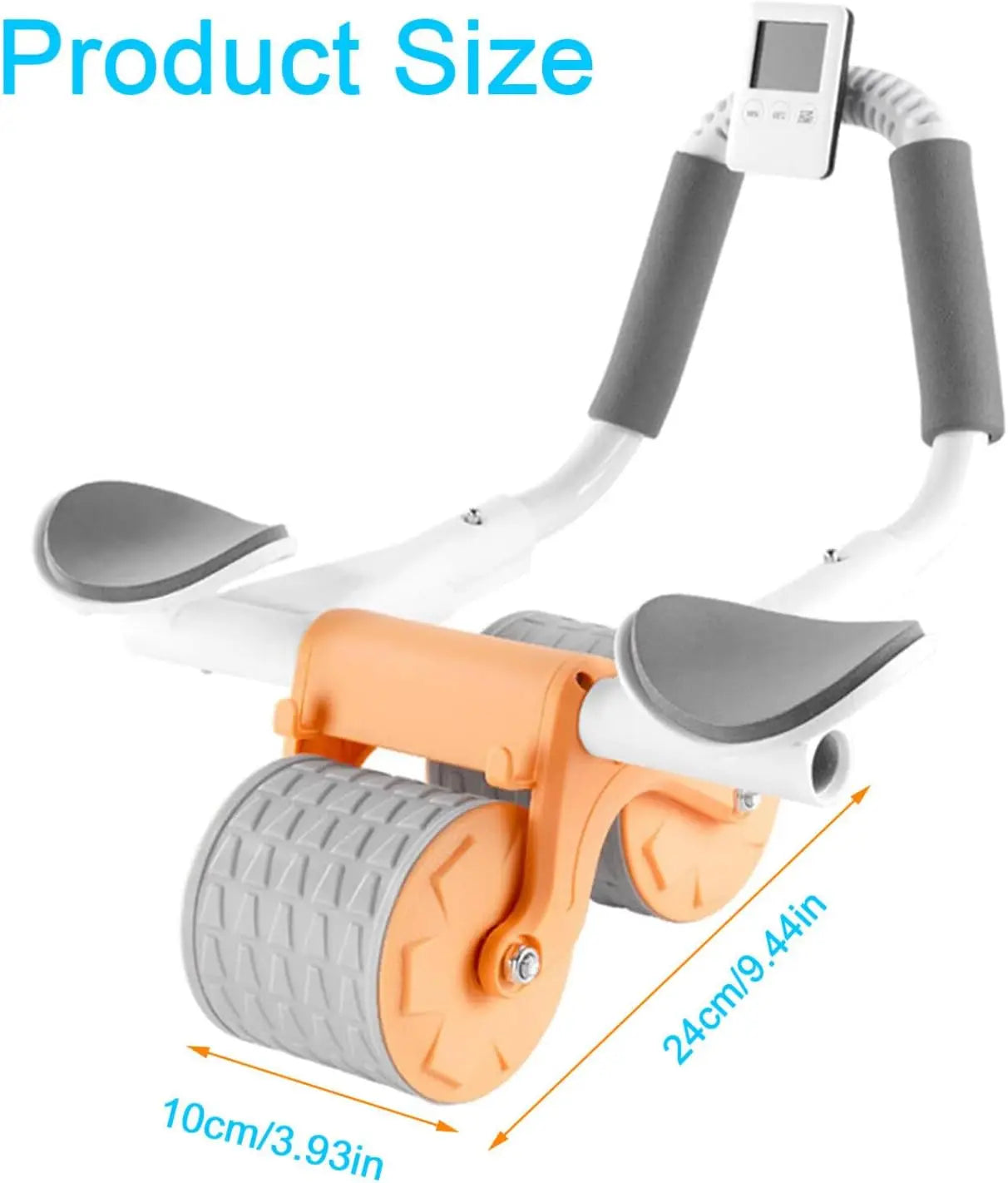 Nueva Rueda Abdominal con Tapete para Rodillas y Temporizador, Rodillo de Ejercicio Abdominal con Rebote Automático y Soporte para Codos