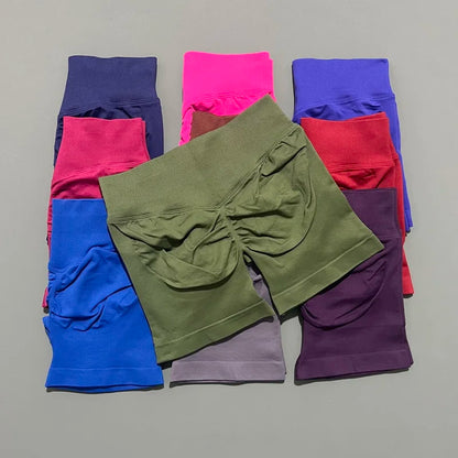 Shorts Deportivos HISTELLO Impacts de 4.5" para Mujer, Shorts de Ciclismo de Cintura Baja, Shorts de Gimnasio, Leggings de Yoga sin Costuras con Efecto Push-Up