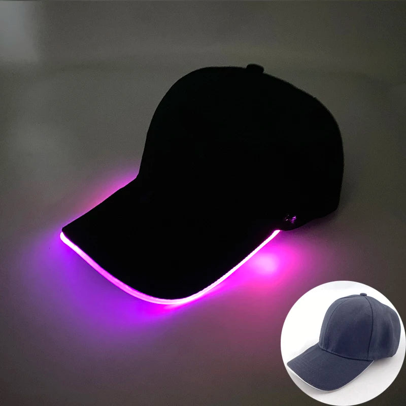 Sombrero fluorescente LED de fibra óptica, gorra de béisbol brillante de neón, suministros de fiesta de baile, sombrero de Rap de hip hop, accesorios de Club, disfraz