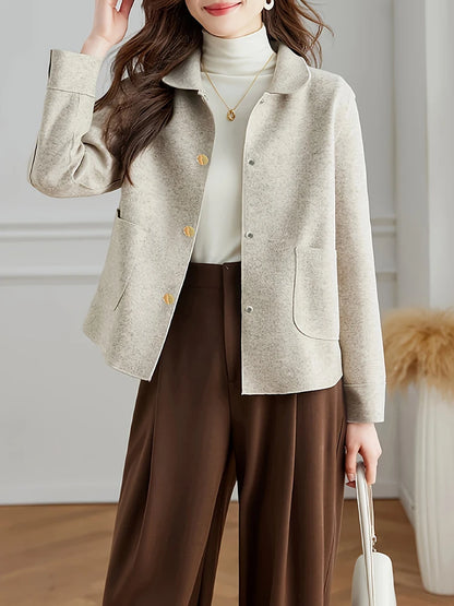 Abrigos de lana cortos lisos clásicos para mujer Otoño Invierno ropa cálida para mujer abotonada abrigo femenino trajes nuevos en prendas de vestir exteriores