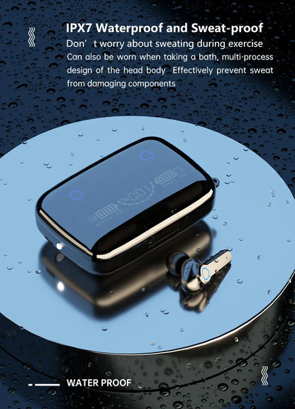 M19 TWS Headphones, Smart Touch Control, Wireless, Bluetooth-compatible Earbuds, Waterproof LED Display with Microphone