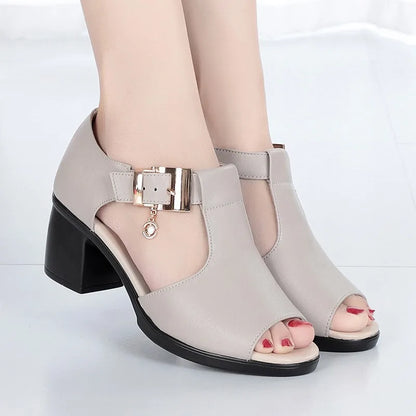 WOIZGIC Women's PU Sandals Summer Platform Cool Beach High Heel Open Toe Casual Outdoor Rhinestone Duck Strap