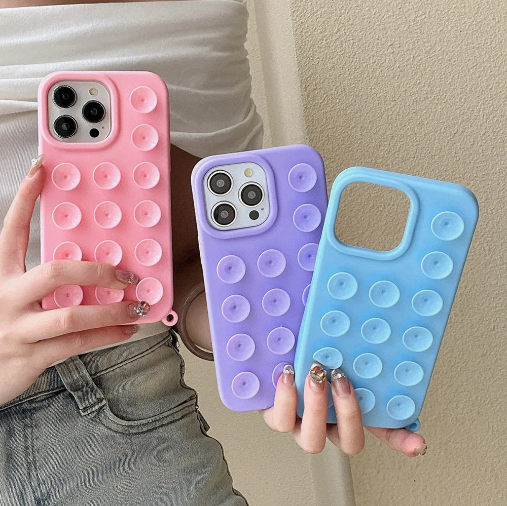 Funda de teléfono de silicona suave con ventosa para iPhone 16 Pro Max 17 13 14 11 12 15 Pro Max Plus antideslizante a prueba de golpes cubierta de Color caramelo