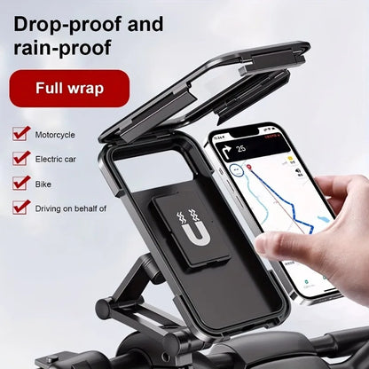 Waterproof motorcycle cell phone holder, universal bicycle, 360° rotating GPS phone holder