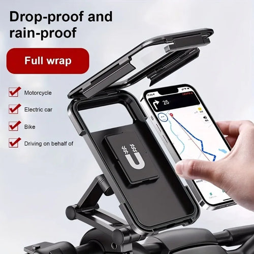 Waterproof motorcycle cell phone holder, universal bicycle, 360° rotating GPS phone holder