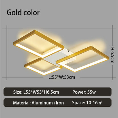 Luces Led de techo modernas para sala de estar, dormitorio, lustre, decoración del hogar, luz de techo regulable, accesorios de lámpara de techo negro/dorado