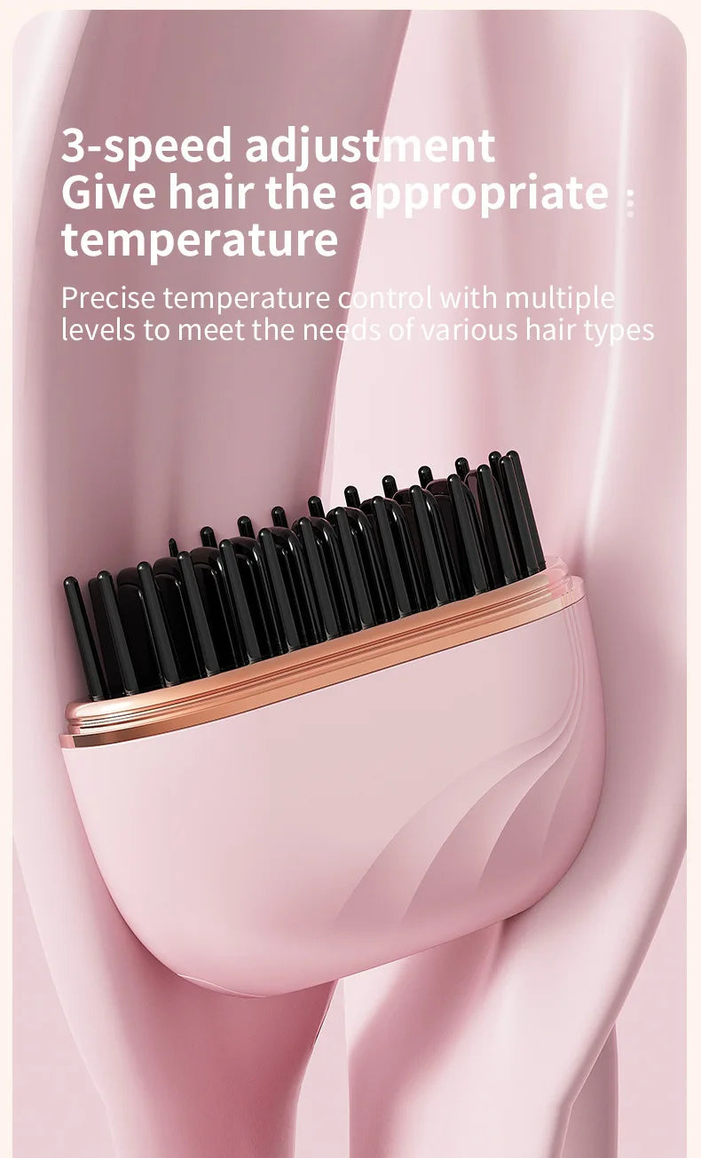 Cepillo alisador de pelo inalámbrico 2 en 1, herramienta de peinado para rizar y alisar, estilizador de cabello portátil sin Frizz