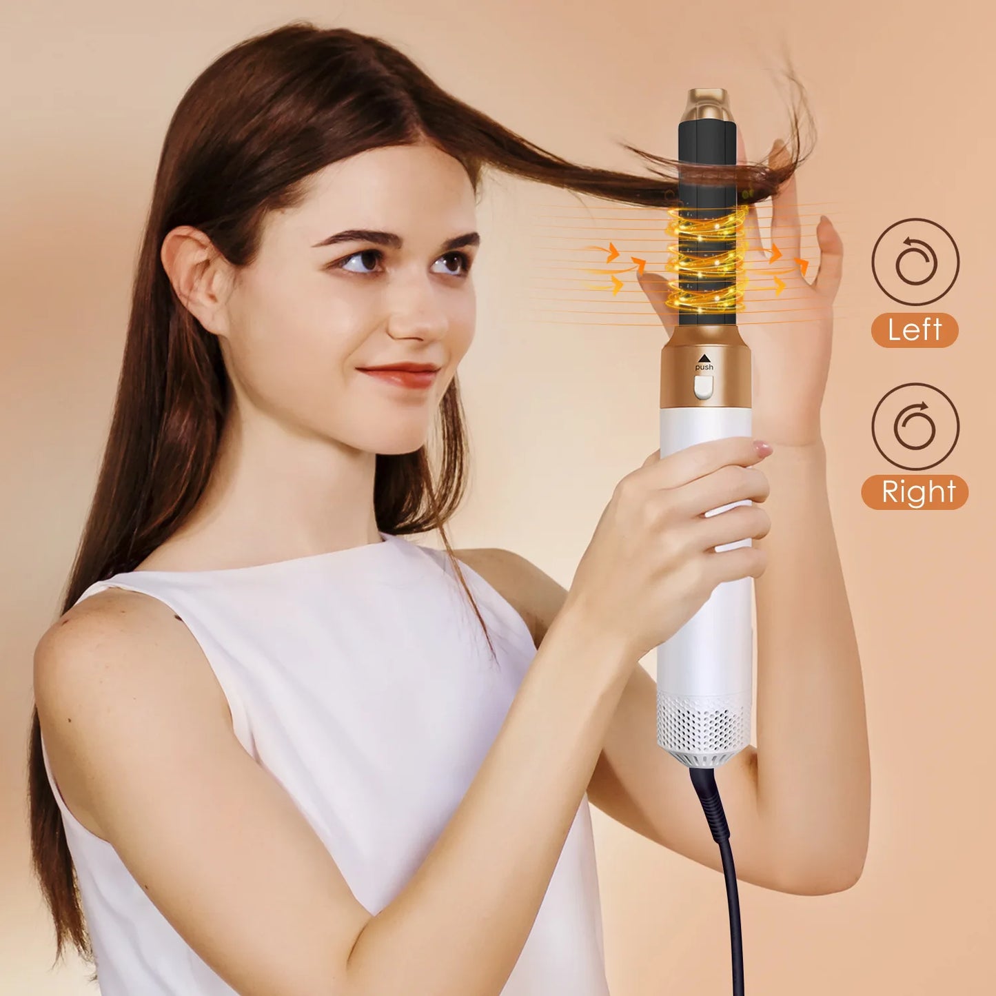 Secador de pelo 5 en 1, peine eléctrico para el cabello, cepillo rizador recto de iones negativos, secador de pelo, peine de aire, Kit de cepillo extraíble, herramienta.