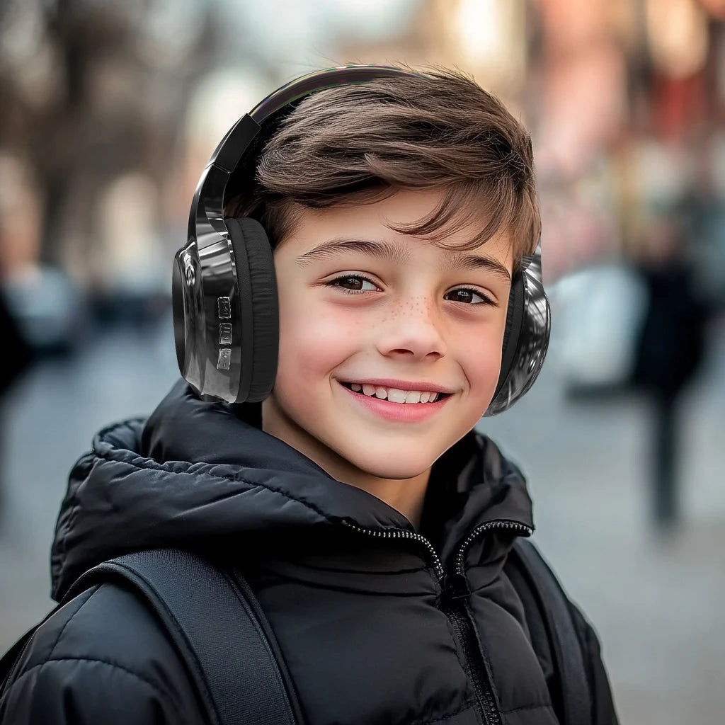 Kids Gradient Bluetooth Headphones, Wireless Over-Ear Headsets for Girls with Mic, Foldable Lightweight Headphones for School Travel