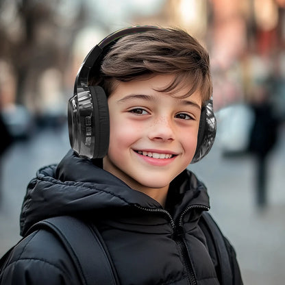 Kids Gradient Bluetooth Headphones, Wireless Over-Ear Headsets for Girls with Mic, Foldable Lightweight Headphones for School Travel