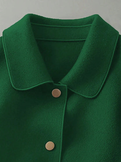 Abrigos de lana cortos lisos clásicos para mujer Otoño Invierno ropa cálida para mujer abotonada abrigo femenino trajes nuevos en prendas de vestir exteriores