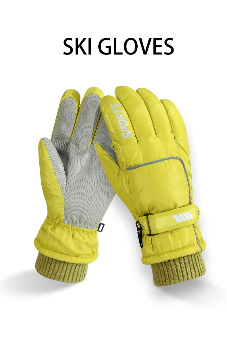Guantes de esquí cálidos de invierno profesionales para hombres y mujeres, guantes cálidos para la nieve, guantes impermeables para motocicleta, pantalla táctil Smile 506.