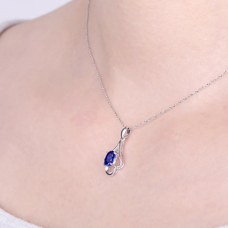Collar Retro de plata 925, joyería con forma ovalada, colgante de piedras preciosas de rubí, accesorios para mujer, regalo de fiesta de promesa de compromiso de boda