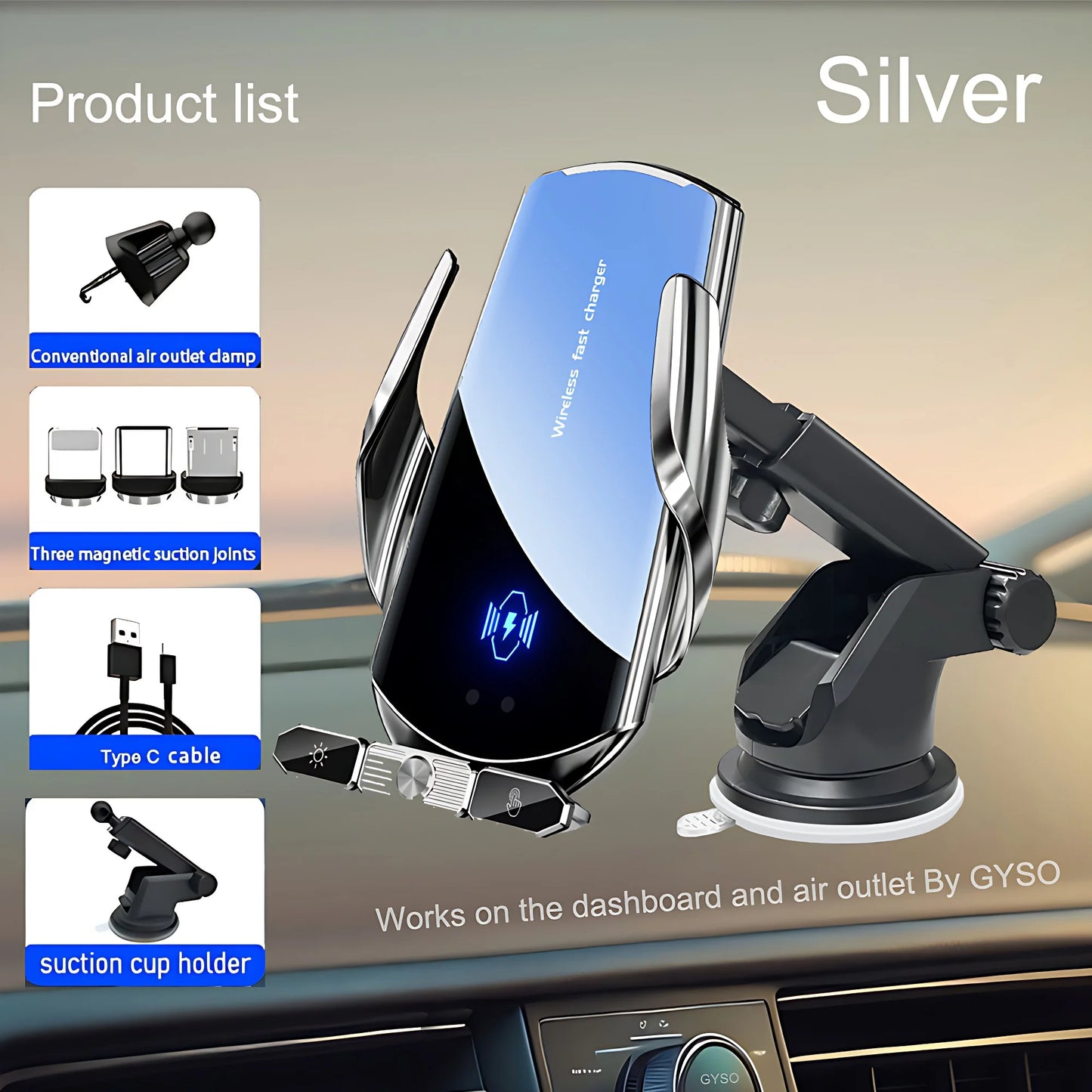 Soporte de teléfono para coche, cargador inalámbrico para iPhone 12, 13, 14, 15 Pro Max, ventosa para parabrisas, salpicadero, ventilación de aire, estación de carga rápida