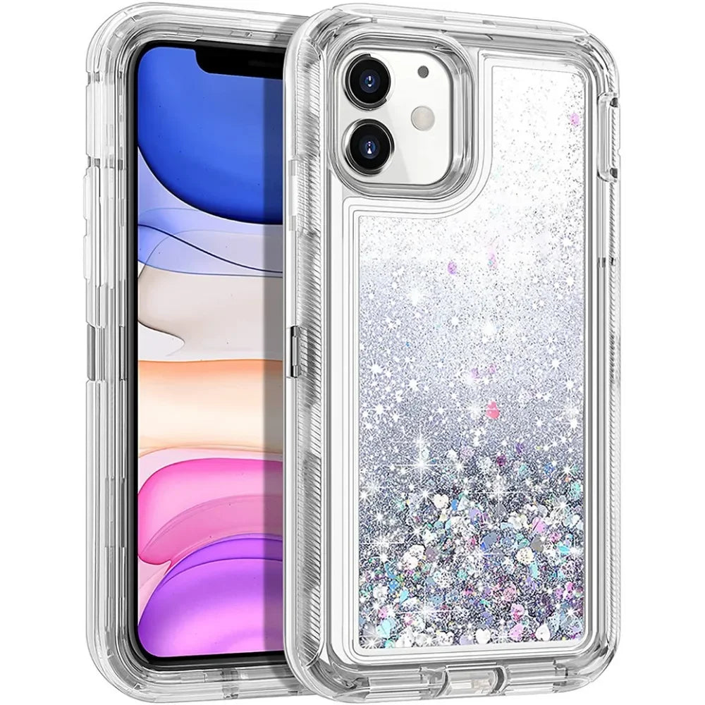 Luxury Dynamic Glitter Quicksand Case for iPhone 17 16 15 14 13 Pro Max X XSMAX XR SE 6 7 8 Plus, Heavy Shockproof Phone Cover