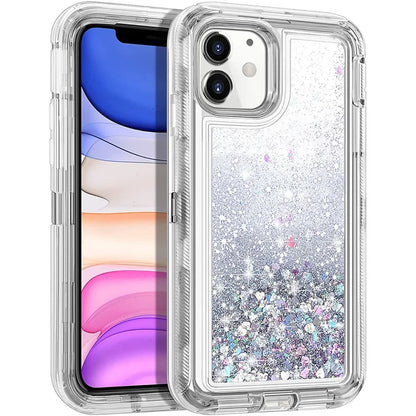 Luxury Dynamic Glitter Quicksand Case for iPhone 17 16 15 14 13 Pro Max X XSMAX XR SE 6 7 8 Plus, Heavy Shockproof Phone Cover