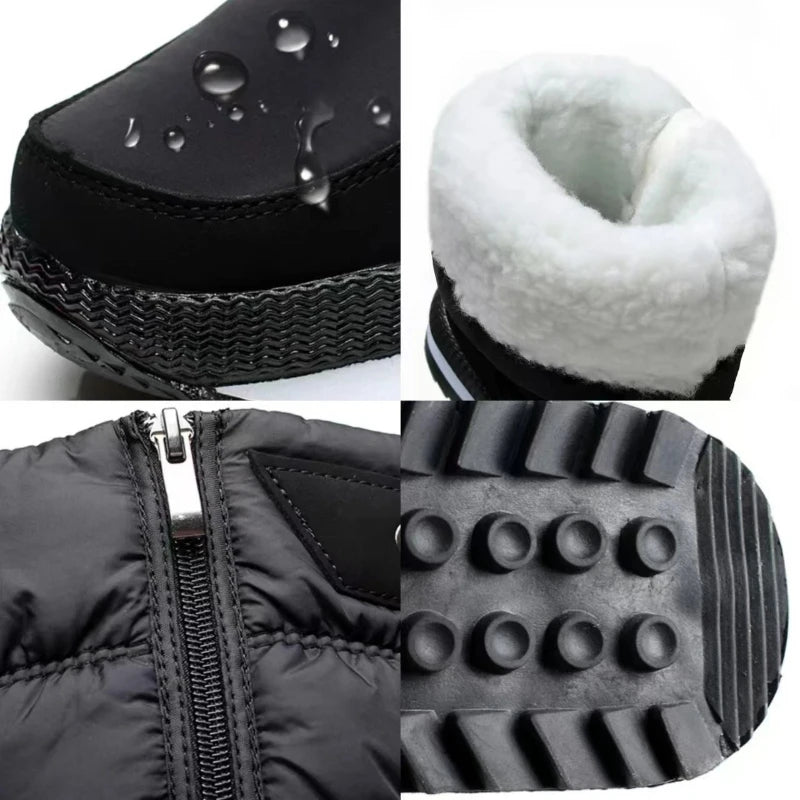 Botas de nieve cálidas a la moda para Mujer, Botas de invierno con plataforma, Botas antideslizantes impermeables, Botas de piel de felpa a media pantorrilla, Botas para Mujer