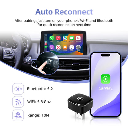 Nuevo adaptador 2 en 1 Mini CarPlay Box con cable a CarPlay inalámbrico Android Auto Smart Box Bluetooth conectar Plug & Play para 98% de coches