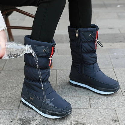 Botas de nieve cálidas a la moda para Mujer, Botas de invierno con plataforma, Botas antideslizantes impermeables, Botas de piel de felpa a media pantorrilla, Botas para Mujer
