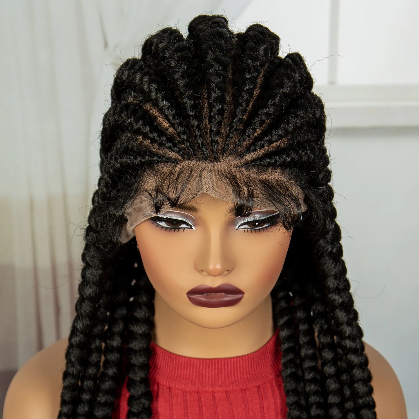 Pelucas trenzadas Cornrow de 32 pulgadas, peluca con trenzas de encaje sintético completo con pelo de bebé, peluca de encaje trenzado sin nudos Frontal para mujeres negras