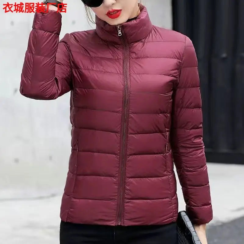 New Women's Hooded Down Jacket, Short, Thick, Warm, Casual, Lightweight, Korean Style, Simple Design