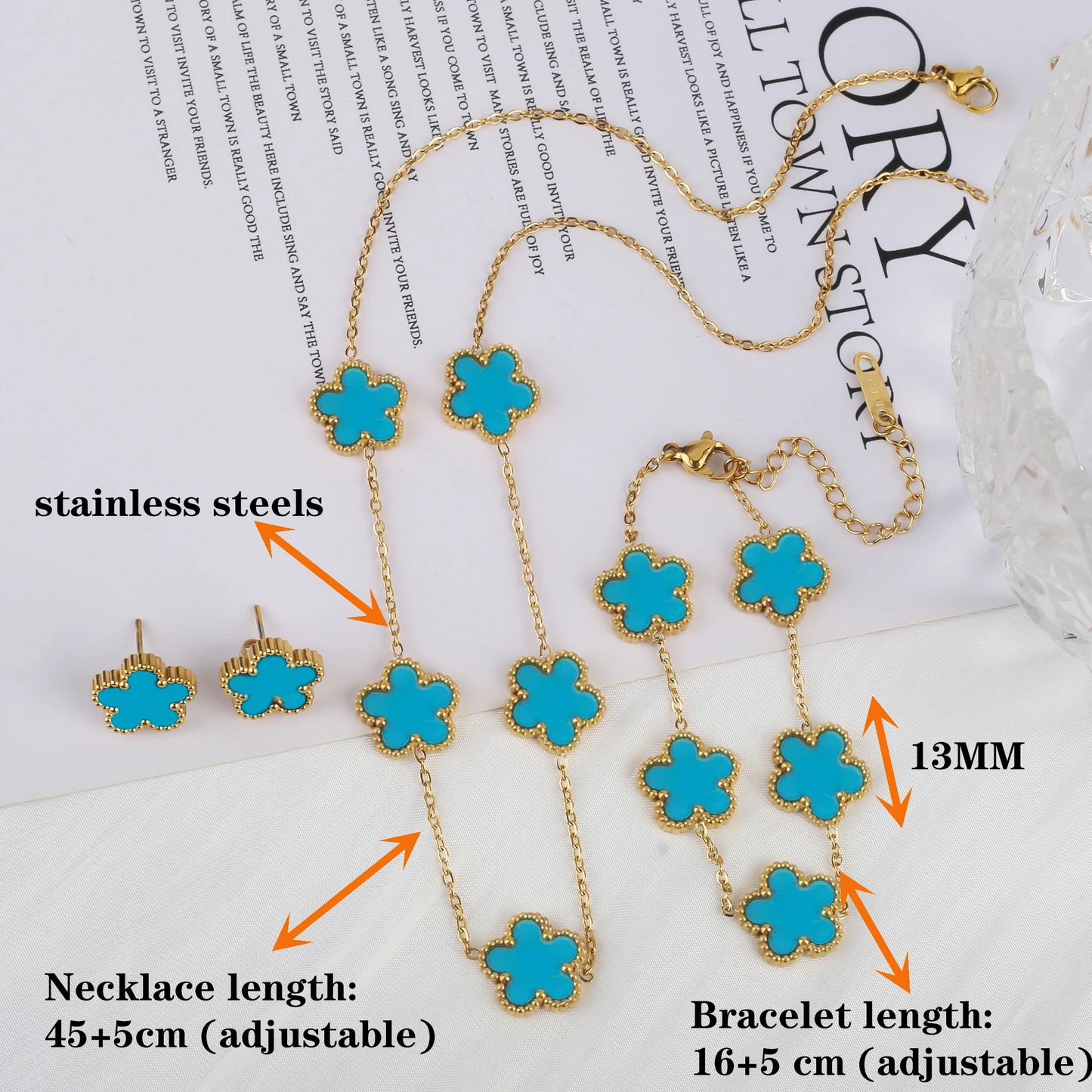 Pulsera clásica de acero inoxidable para mujer, brazalete ajustable de cinco flores, joyería de fiesta a la moda.