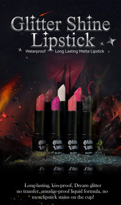 Lápiz labial con purpurina de 7 colores, resistente al agua, de larga duración, diamante nacarado, metálico, brillo de labios negro, maquillaje de labios para mujer, cosmético