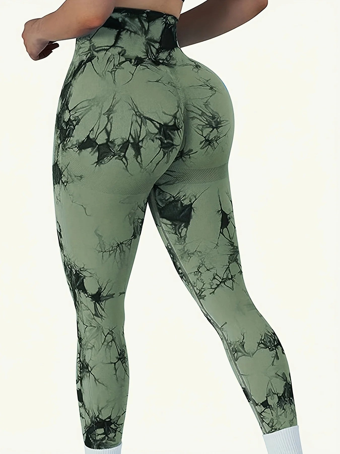 Tie Dye Leggings de entrenamiento de cintura alta sin costuras para mujer Scrunch Butt Lifting Yoga Gym Pantalones deportivos