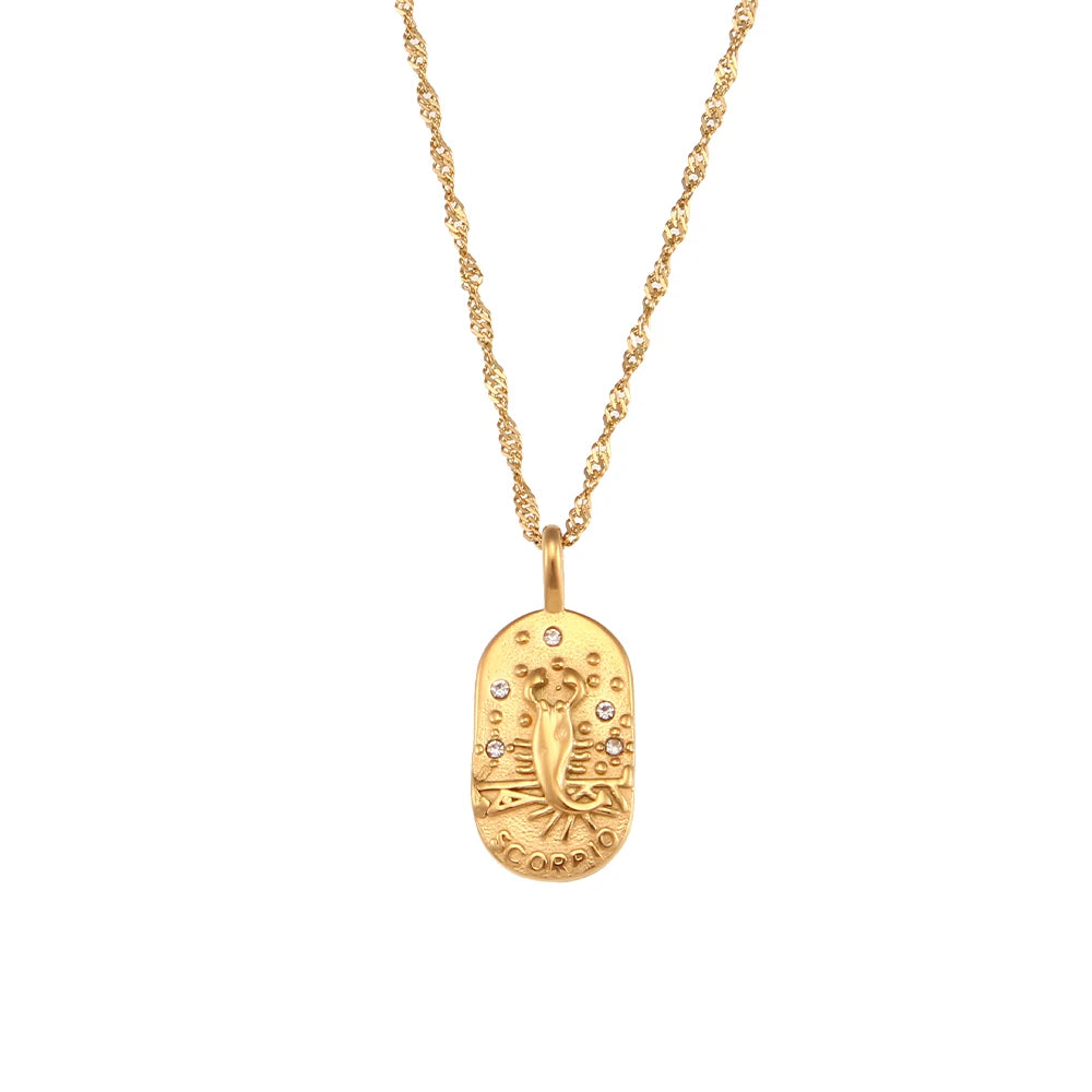 E.B.belle-collar de acero inoxidable con signo del zodiaco para mujer, joyería brillante, constelación, 2024