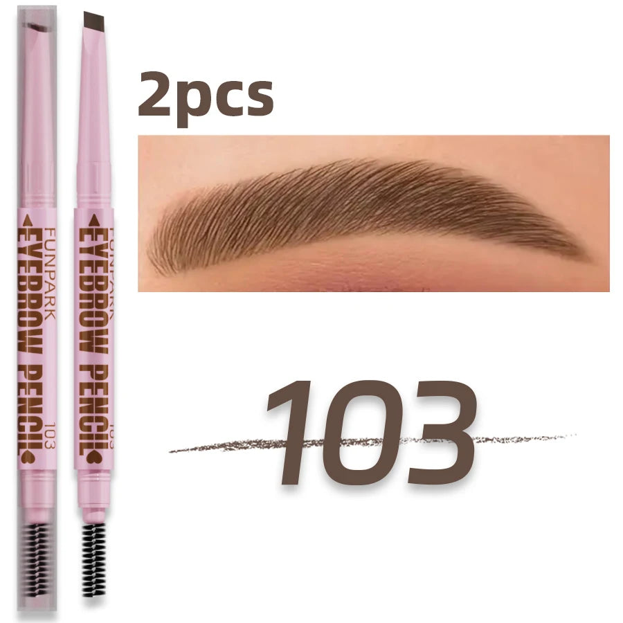 Lápiz de cejas 2 en 1, cosméticos profesionales, maquillaje para mujeres, 5 colores, pincel de tatuaje de cejas resistente al agua, lápiz de cejas de larga duración