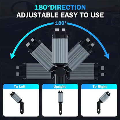 ZRGAE 4-in-1 Car Charger with Starry Sky Projector, Retractable Car Charger with Charging Cable and 2 Universal Charging Ports