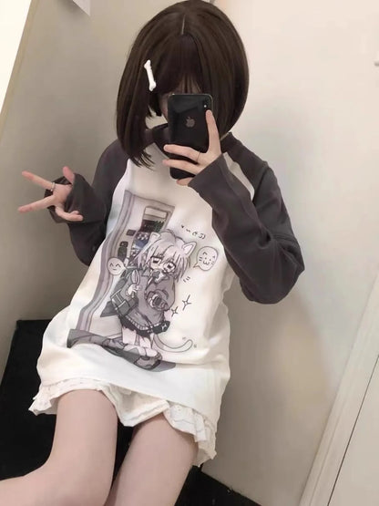 Ropa japonesa para mujer con mangas extraíbles, camisetas de manga corta y larga, ropa femenina de los años 2026