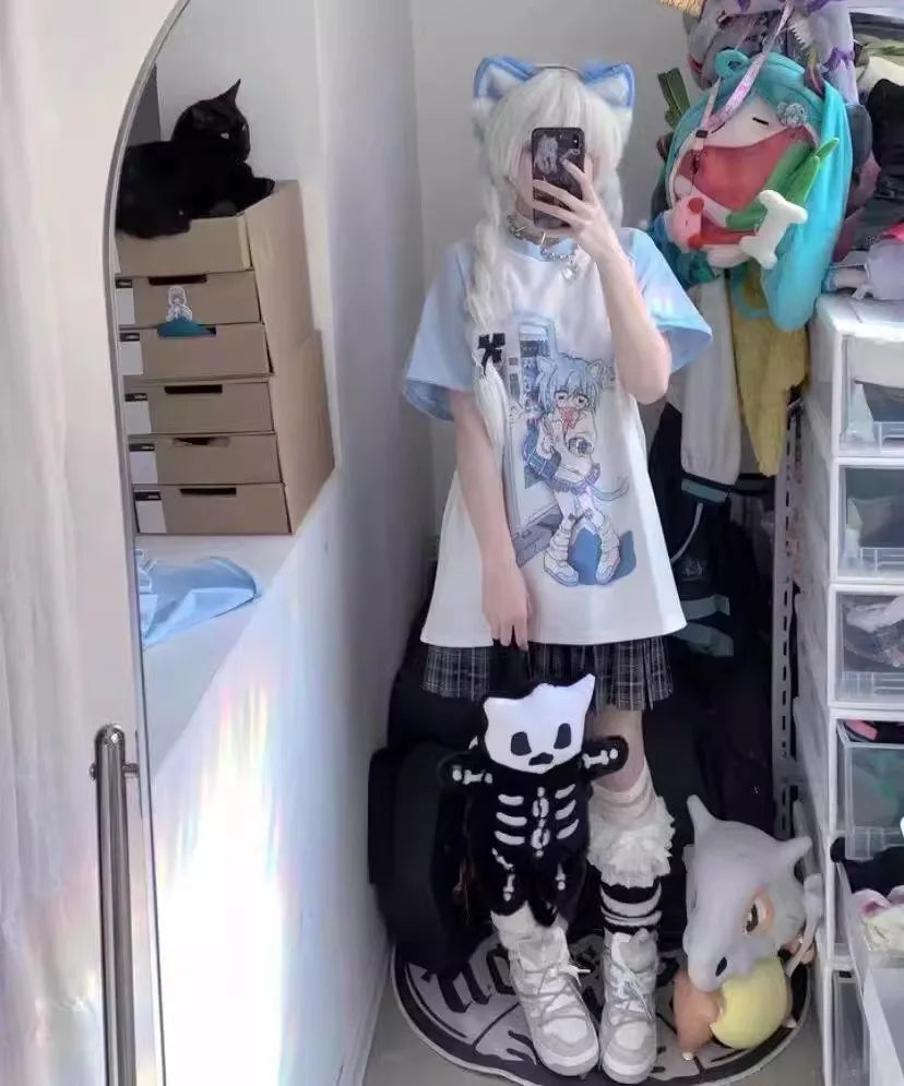 Ropa japonesa para mujer con mangas extraíbles, camisetas de manga corta y larga, ropa femenina de los años 2026