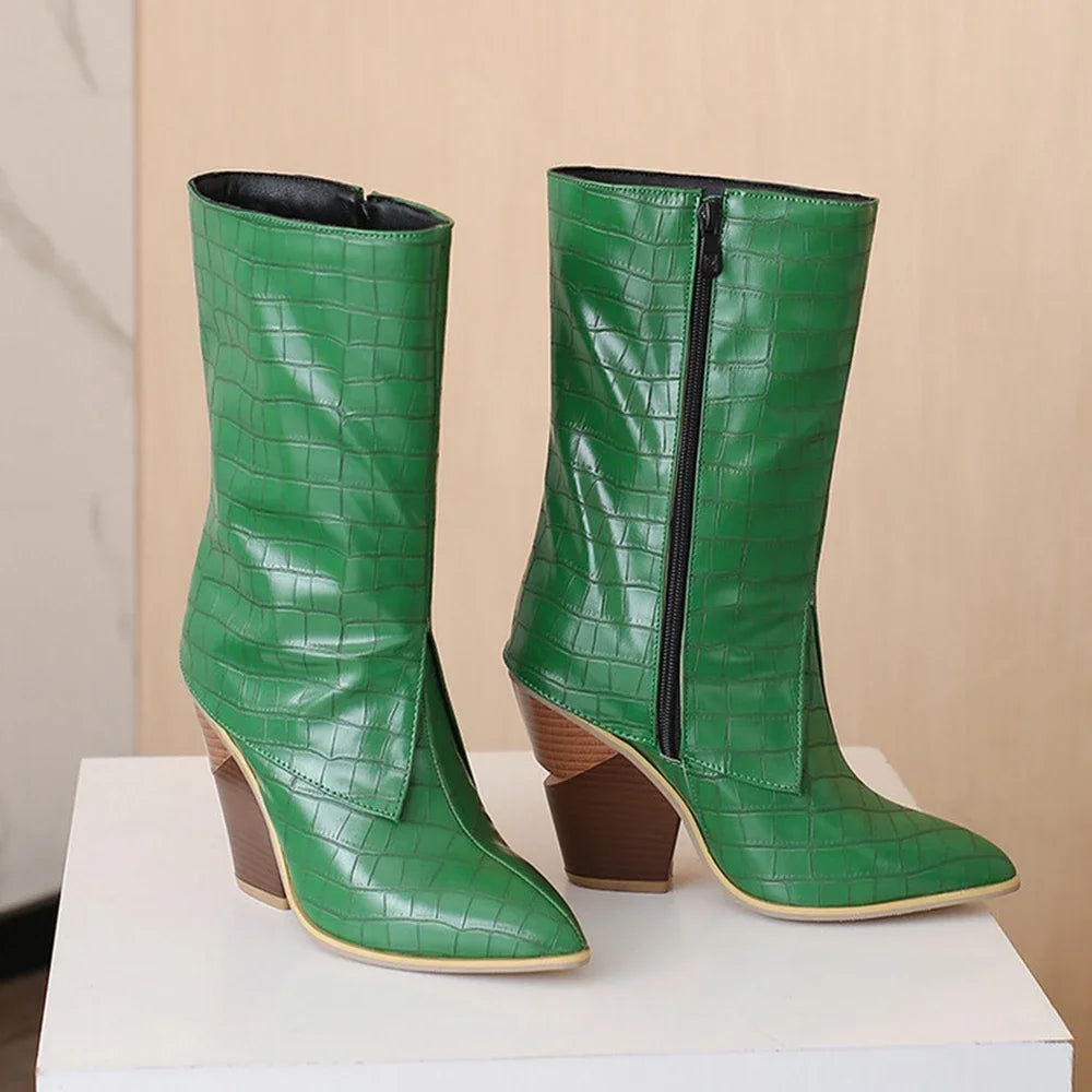 Botas De Mujer Botas De diseñador Mujer moda Sexy tacones altos puntiagudos cremallera lateral Botas cortas zapatos De plataforma talla grande 48 4005