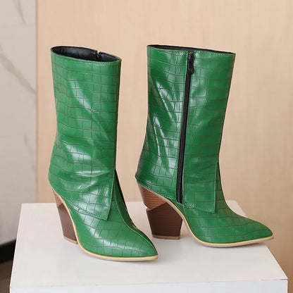 Botas De Mujer Botas De diseñador Mujer moda Sexy tacones altos puntiagudos cremallera lateral Botas cortas zapatos De plataforma talla grande 48 4005