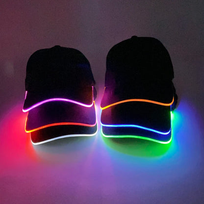 Sombrero fluorescente LED de fibra óptica, gorra de béisbol brillante de neón, suministros de fiesta de baile, sombrero de Rap de hip hop, accesorios de Club, disfraz