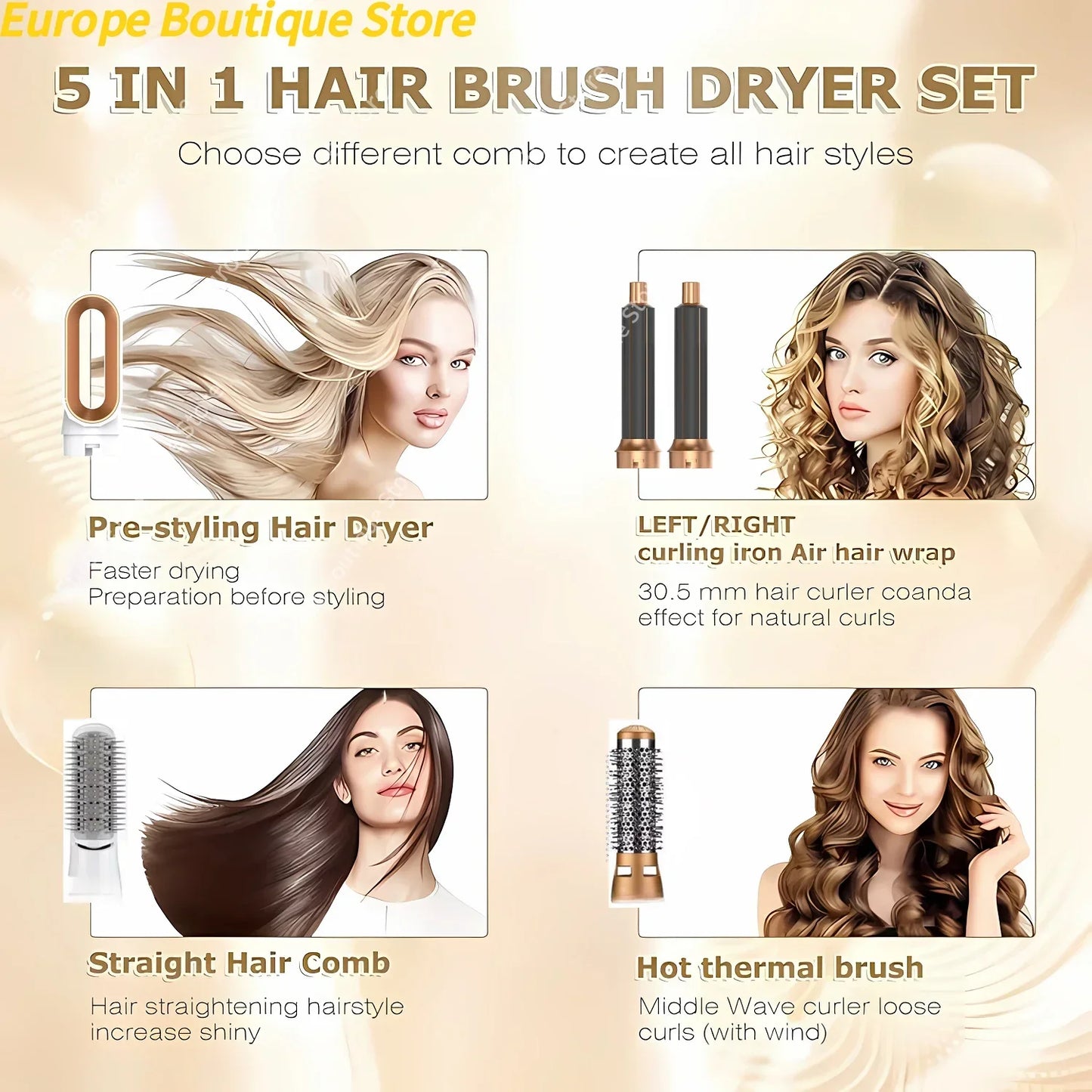 Secador de pelo profesional 5 en 1, peine de aire caliente, rizador para Dyson Airwrap, herramienta de estilismo, alisador de pelo, herramienta de peluquería
