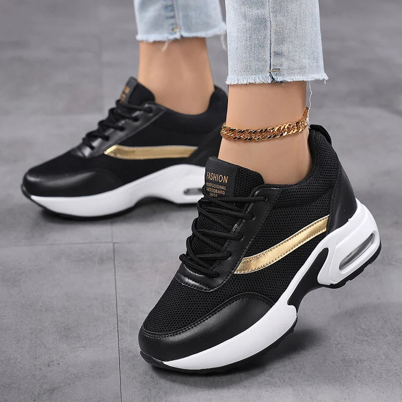 Fashion Platform Women's Shoes, Invisible Height Increasing Casual Shoes, Breathable Air Cushion Walking Travel Shoes