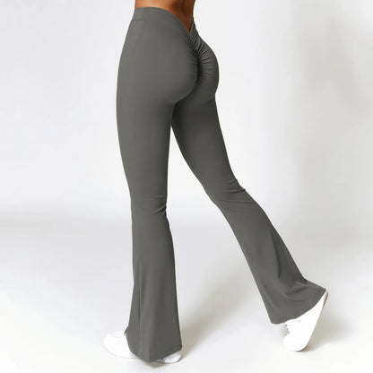 Women's V-shaped Yoga Pants, Flared Leggings, High-Waisted Wide-Leg Pants, Sports Flared Pants for Gym and Fitness, Dance Pants.