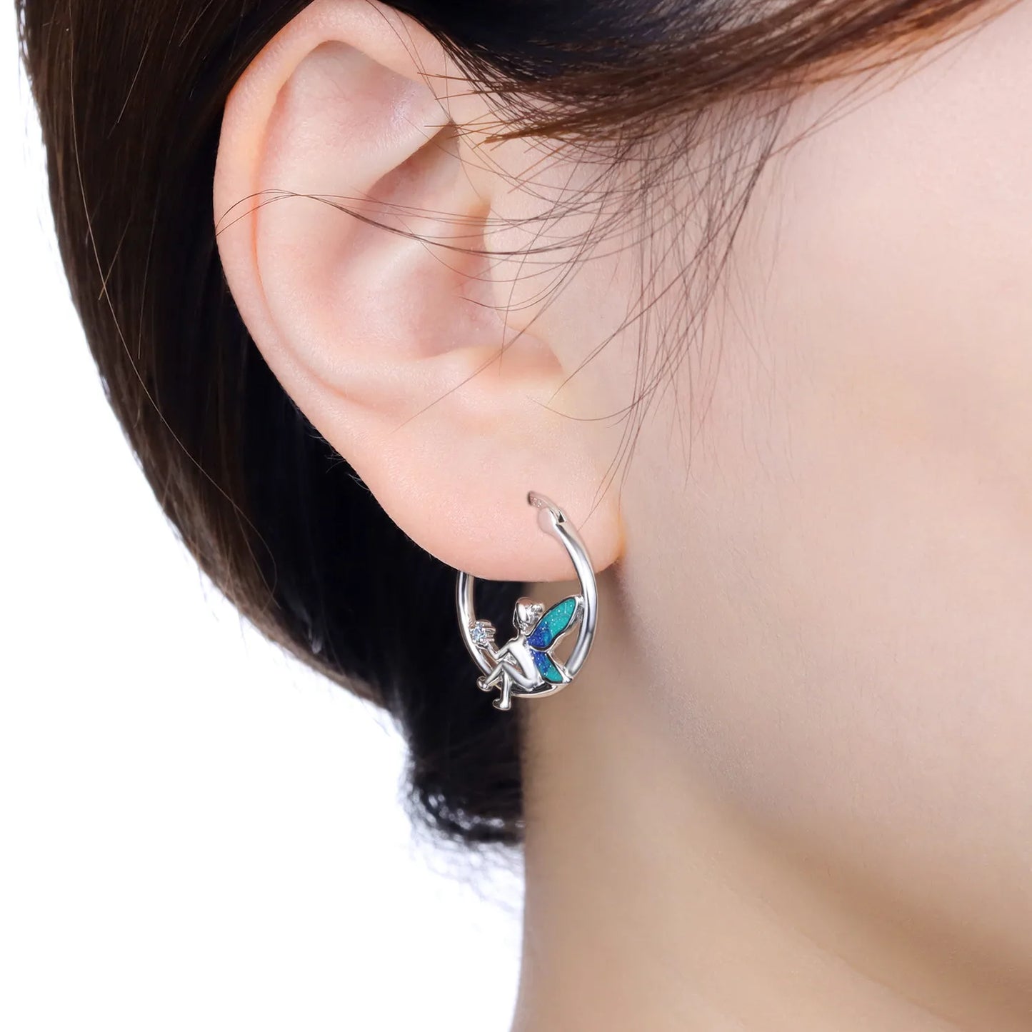Pendientes de aro de bambú para mujer, de Plata de Ley 925 originales, con bonito Panda, joyería fina, regalos de fiesta de cumpleaños