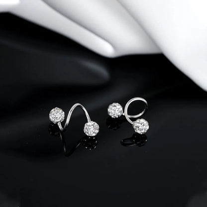 Pendientes esféricos de moda y lujosos para mujer, con aretes en forma de S estilo tornillo, adecuados para uso diario de mujeres