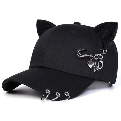 Gorra de Béisbol Unisex con Orejas de Gato, Ajustable, Casual, para Primavera y Otoño, Protección Solar, Gorra Deportiva