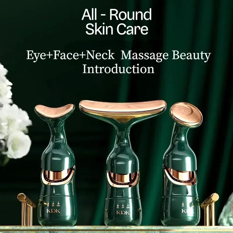 HOMEFISH 3-in-1 Facial Firming Device, EMS Slimming Eye and Neck Facial Massager, Skin Lifting Anti-Wrinkle Facial Massager