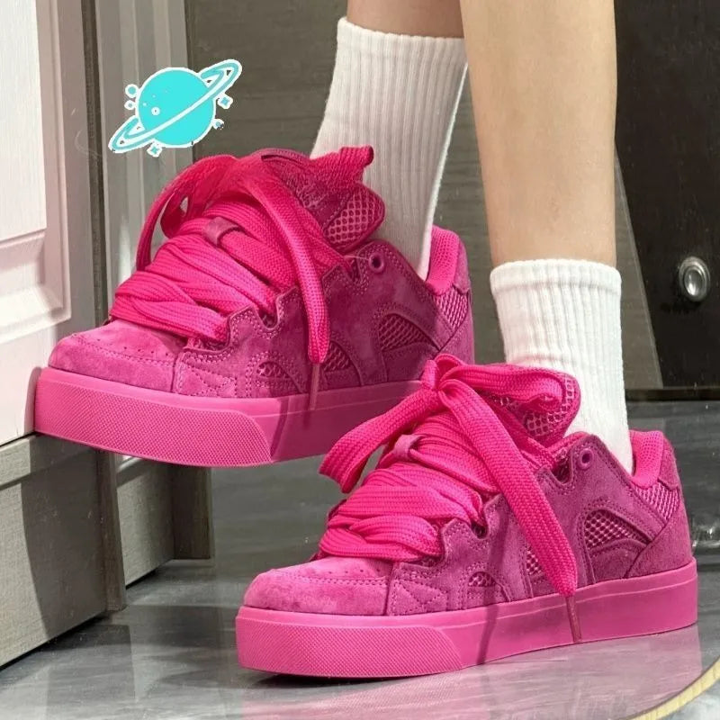Zapatos informales transpirables de malla clásica para mujer, calzado deportivo antideslizante y resistente al desgaste con suela gruesa para correr por la mañana en el campus