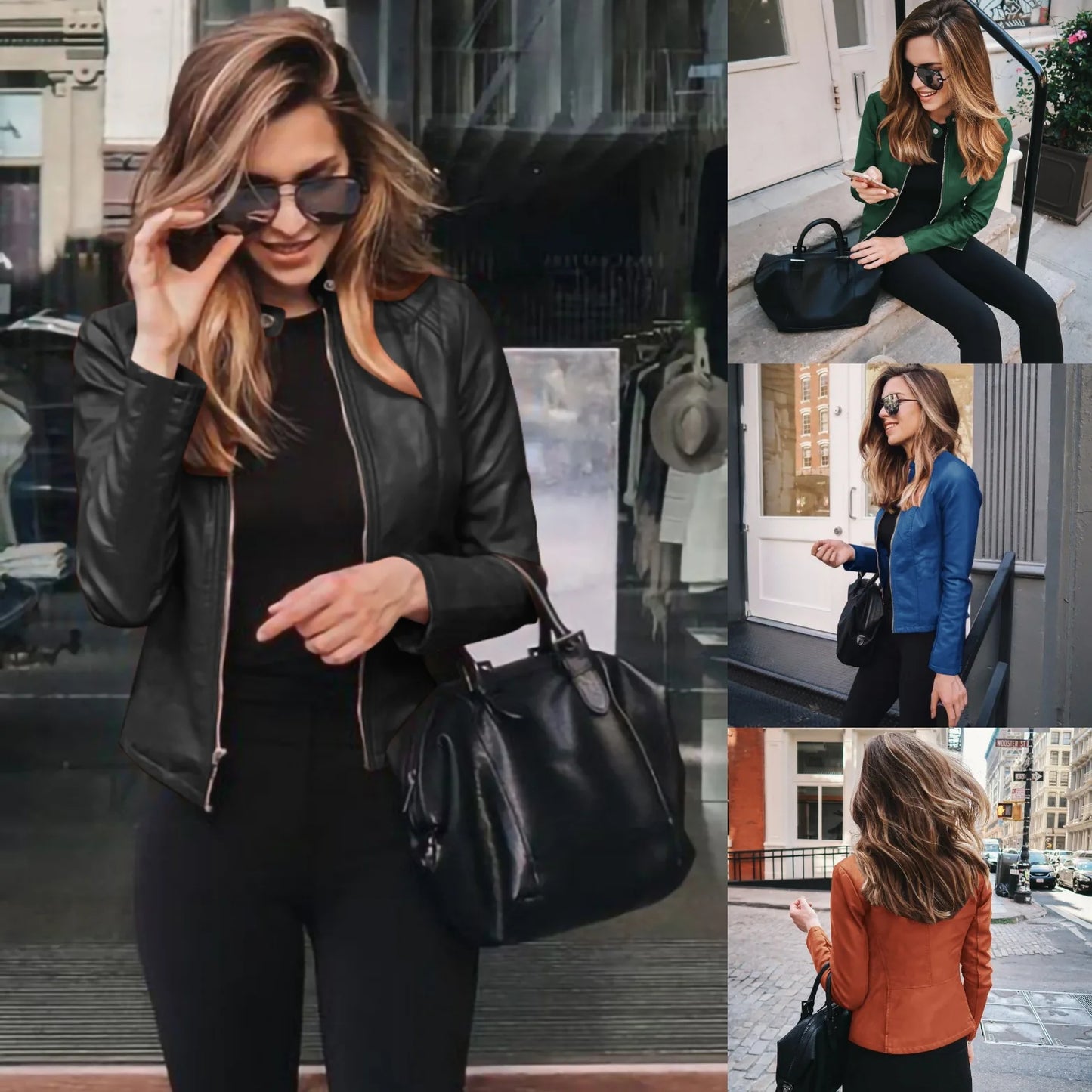 2025 Women's Cycling Coat, PU Leather Apparel, Zipper Suit, Fashionable Thin Short Female Jacket for Autumn and Winter