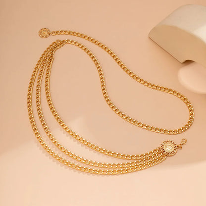 Estilo Punk Hip Hop, cadena de cintura que combina con todo, Luna, cinturón de Metal Vintage para mujer, cinturón de cadena de cintura alta Vintage para mujer.