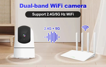 Cámara IP Tuya 5G WiFi para interiores, cámara de vigilancia de seguridad inalámbrica de 6MP, seguimiento automático, Monitor de bebé, visión nocturna IR, cámara con Zoom 6x