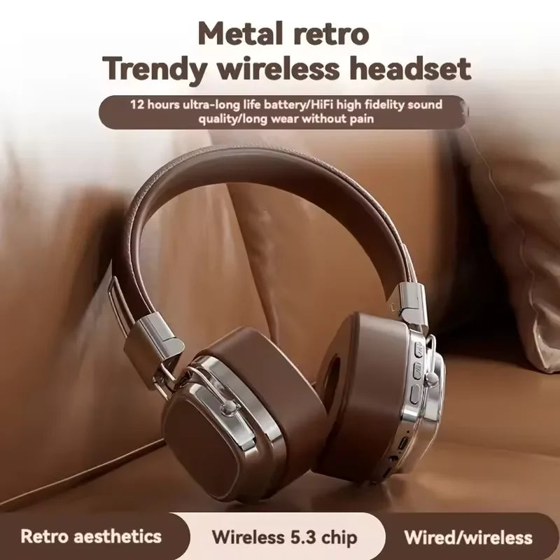 New 5.3 Wireless Bluetooth Foldable Headphones Gamer's Choice Retro Over-Ear Headphones DJ Stereo Sound Bluetooth